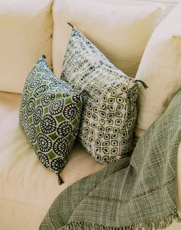 Hand Blockprinted Cotton Cushion Pomelo 40x55 cm