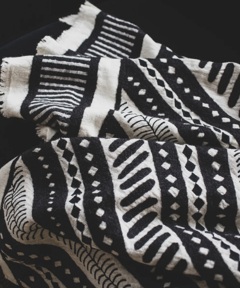 Plaid Treya Rayure Charcoal Merino Wool 140x200cm